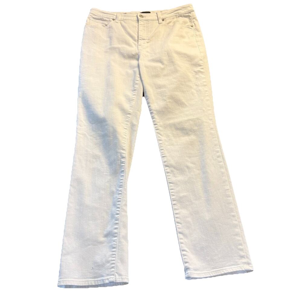 Talbots Women’s Straight Leg White Jeans Size 12 (35x30) Stretch Minimalist